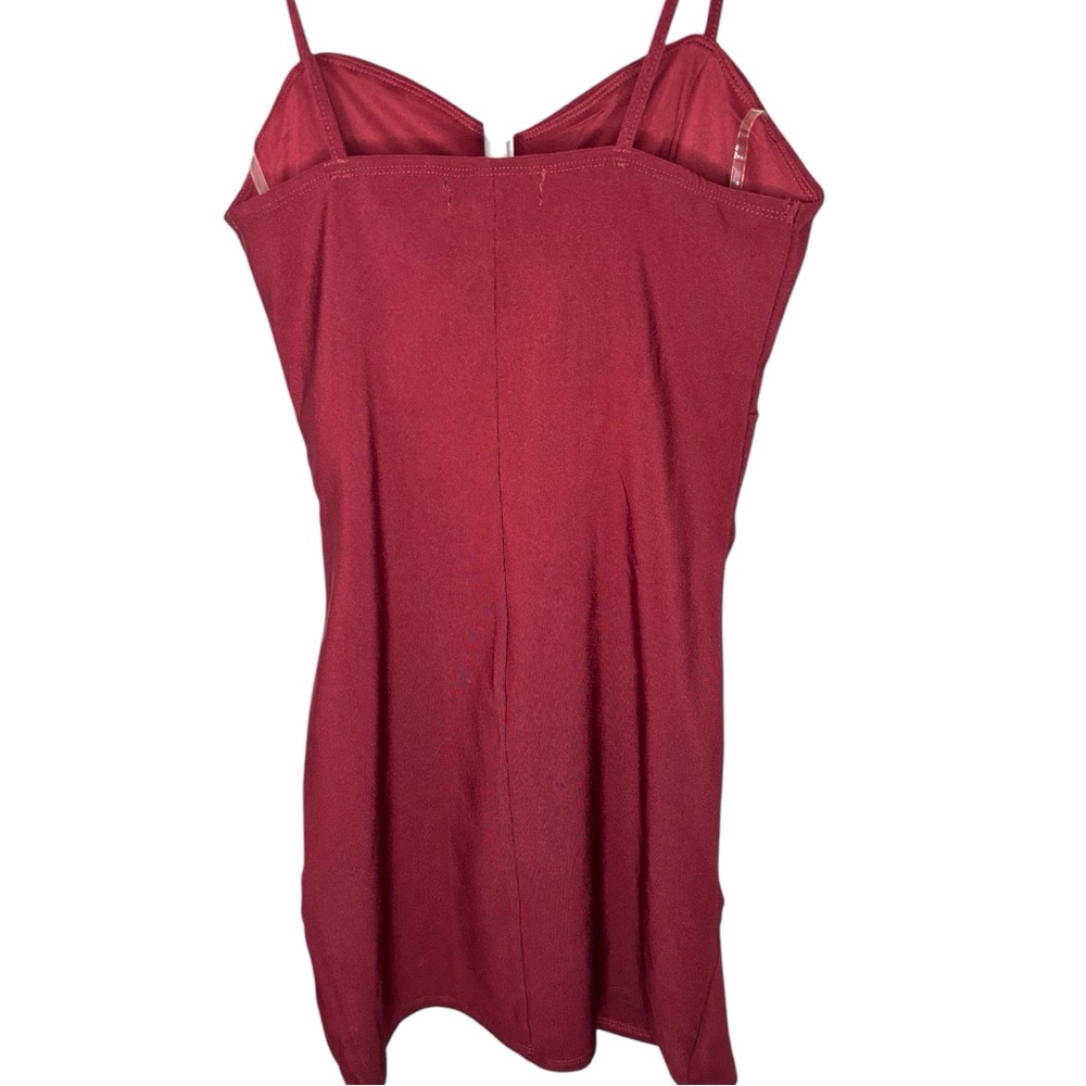 NWT Burgundy Bodycon Mini Dress Sz S | Ruched Stretch Sweetheart Cocktail - Picture 4 of 5